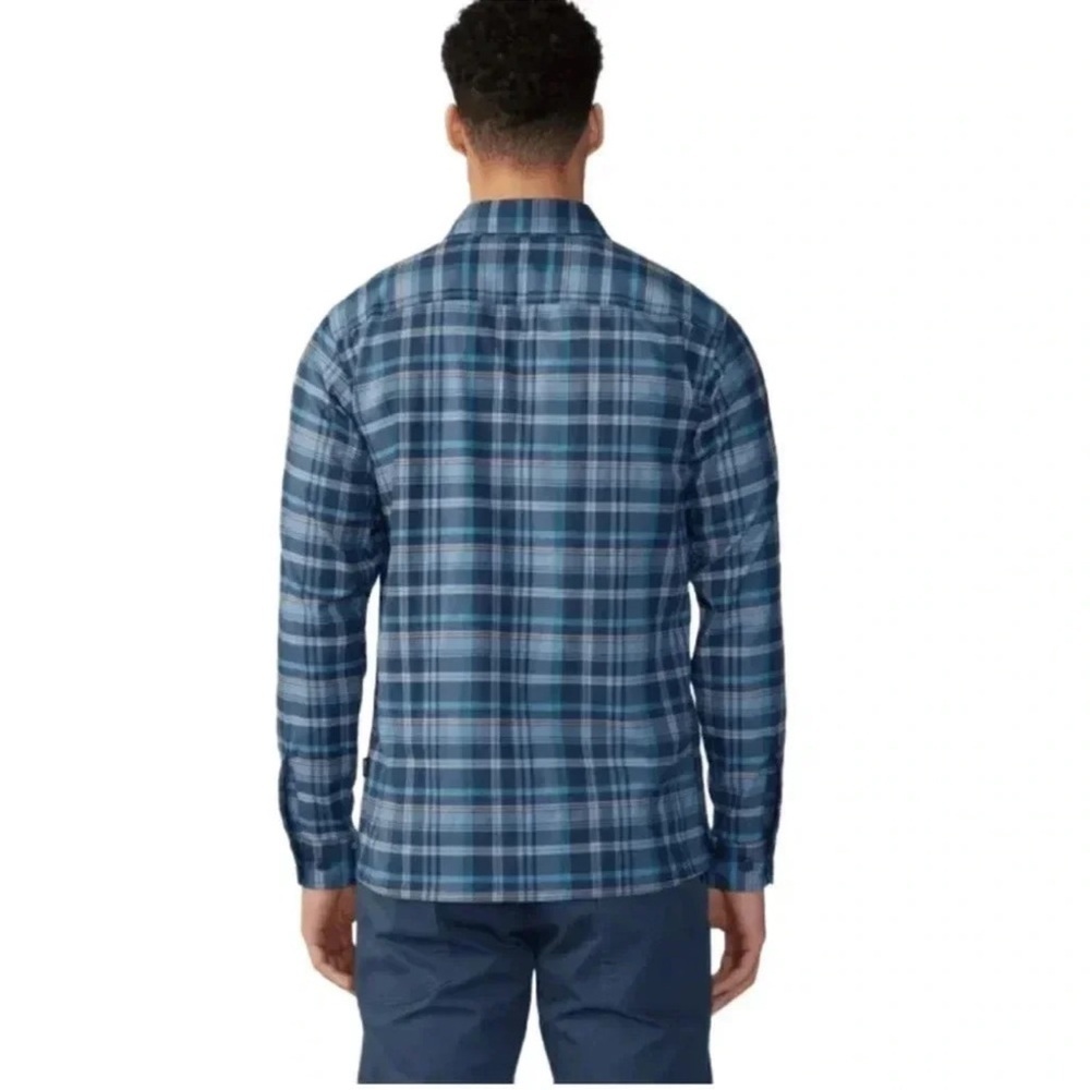 Mountain Hardwear Voyager Blue Plaid Shirt Men’s Size Medium Long Sleeves - Picture 2 of 7